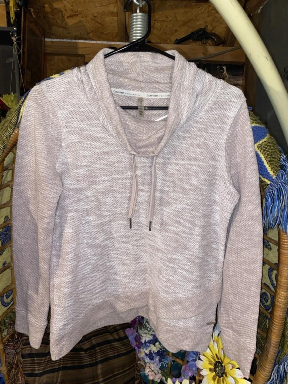 Calvin Klein Performance Drawstring Cowl Neck Pullover Sweatshirt M
